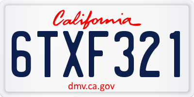 CA license plate 6TXF321