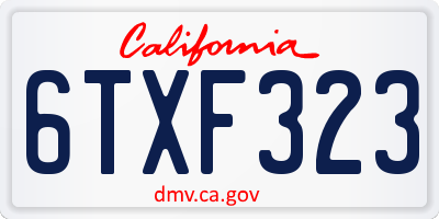 CA license plate 6TXF323