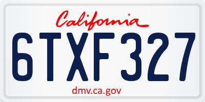 CA license plate 6TXF327