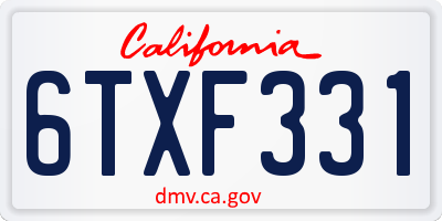 CA license plate 6TXF331
