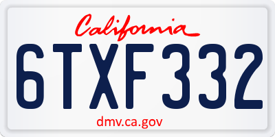CA license plate 6TXF332