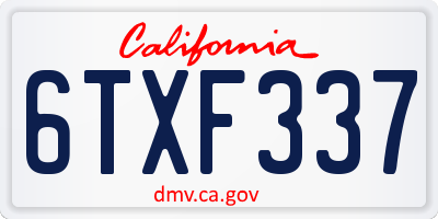 CA license plate 6TXF337
