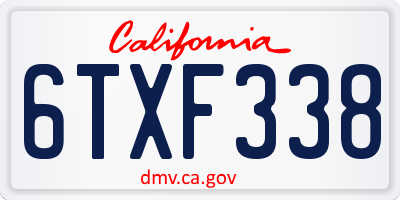 CA license plate 6TXF338
