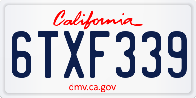 CA license plate 6TXF339