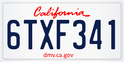 CA license plate 6TXF341
