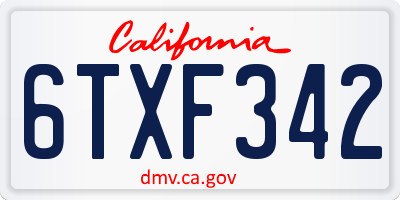 CA license plate 6TXF342