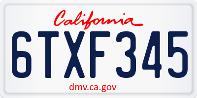 CA license plate 6TXF345