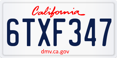 CA license plate 6TXF347