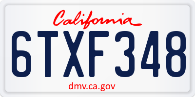 CA license plate 6TXF348
