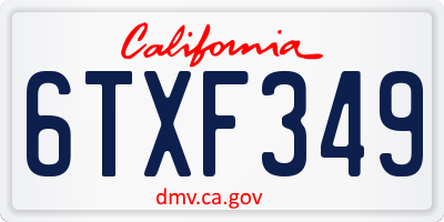 CA license plate 6TXF349