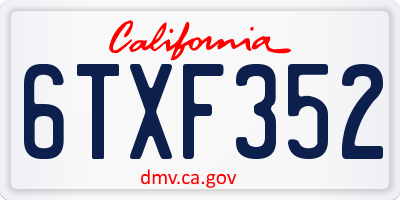 CA license plate 6TXF352