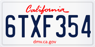 CA license plate 6TXF354