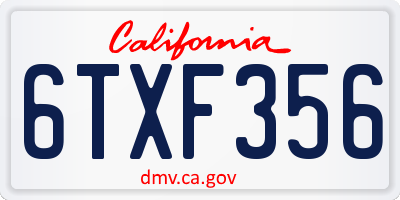 CA license plate 6TXF356