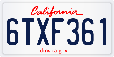 CA license plate 6TXF361