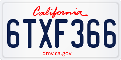 CA license plate 6TXF366