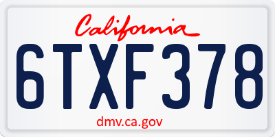 CA license plate 6TXF378