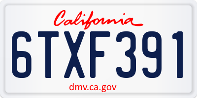 CA license plate 6TXF391
