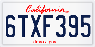 CA license plate 6TXF395