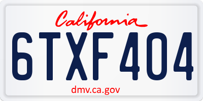 CA license plate 6TXF404