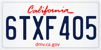 CA license plate 6TXF405