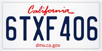 CA license plate 6TXF406