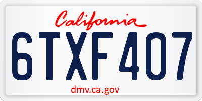 CA license plate 6TXF407