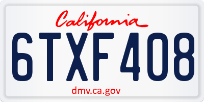 CA license plate 6TXF408