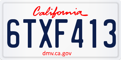 CA license plate 6TXF413