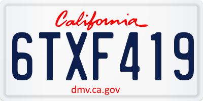 CA license plate 6TXF419