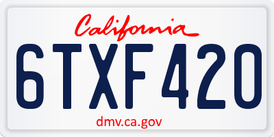 CA license plate 6TXF420