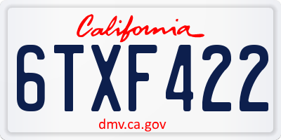 CA license plate 6TXF422