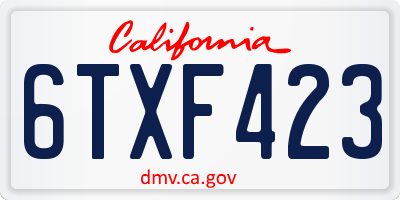 CA license plate 6TXF423