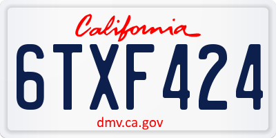 CA license plate 6TXF424