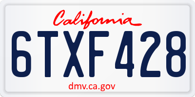 CA license plate 6TXF428