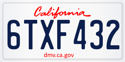 CA license plate 6TXF432