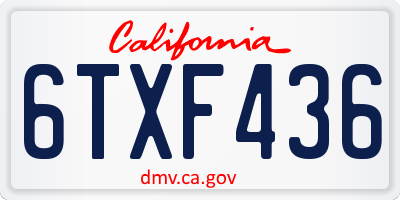 CA license plate 6TXF436