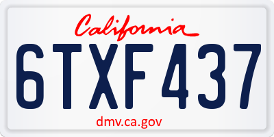 CA license plate 6TXF437