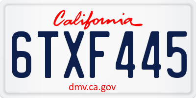 CA license plate 6TXF445