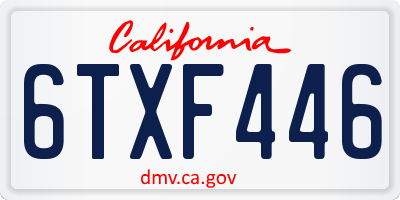 CA license plate 6TXF446