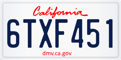 CA license plate 6TXF451