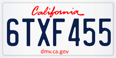 CA license plate 6TXF455