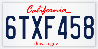 CA license plate 6TXF458