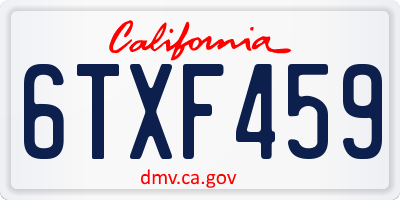 CA license plate 6TXF459
