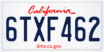 CA license plate 6TXF462