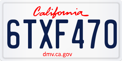 CA license plate 6TXF470