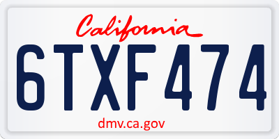 CA license plate 6TXF474