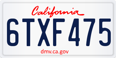 CA license plate 6TXF475