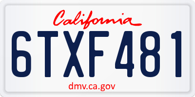 CA license plate 6TXF481
