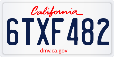 CA license plate 6TXF482