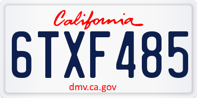 CA license plate 6TXF485